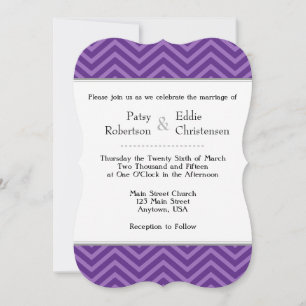 Plum Purple Chevron Wedding Invitations