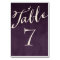 Plum Purple Chic Calligraphy Table Numbers