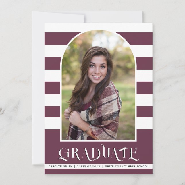 Plum purple Class of 2023 arch photo graduation Announcement (Front)