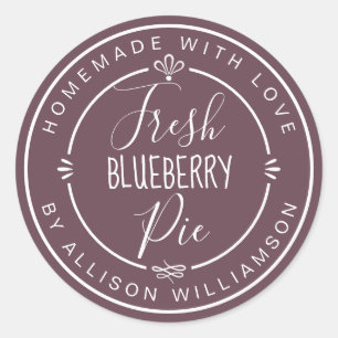 Plum Purple Classic Homemade Blueberry Pie Classic Round Sticker