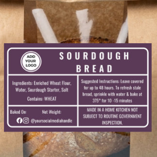 Plum Purple Cottage Law Sourdough Bread Label