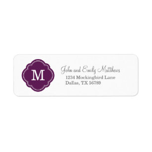 Plum Purple Custom Personalised Monogram