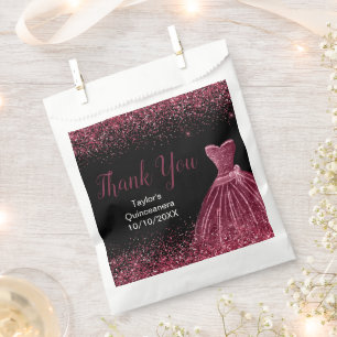 Plum Purple Dress Faux Glitter Quinceanera Favour Bags