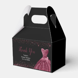 Plum Purple Dress Faux Glitter Sweet 16 Birthday Favour Box