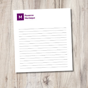  Plum Purple Elegant Chic Trendy Monogram Lined  Notepad