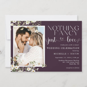 Plum Purple Floral Casual Wedding Just Love Invitation