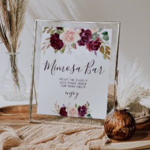 plum purple flowers bridal shower mimosa bar sign