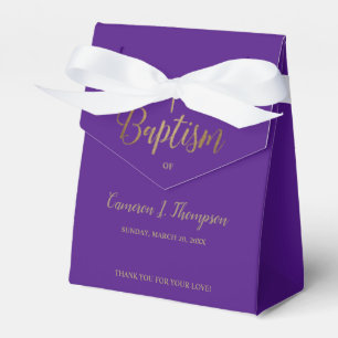 Plum purple gold cross Baptism Thank you Favour Bo Favour Box