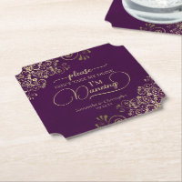 Plum Purple & Gold Don't Take My Drink Wedding
