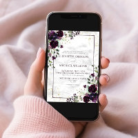 Plum Purple Gold Watercolor Marble Fall Wedding In