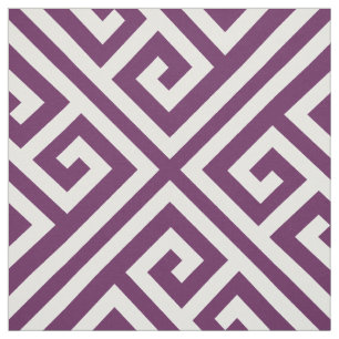 Plum Purple Greek Key Large Scale Fabric