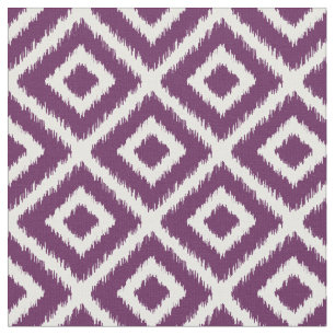 Plum Purple Ikat Diamonds Fabric
