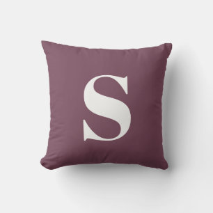 Plum Purple Initial Monogrammed Outdoor Pillow