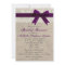 Plum Purple Lace Burlap Bridal Shower Invitation