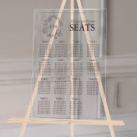 Plum Purple Leafy Crest Monogram Wedding Seating