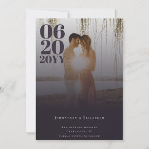 Plum Purple Minimalist Bold Type Photo Save The Date