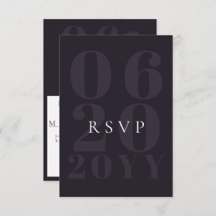 Plum Purple Minimalist Bold Type Wedding RSVP