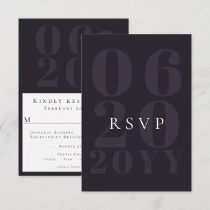 Plum Purple Minimalist Bold Type Wedding RSVP Card