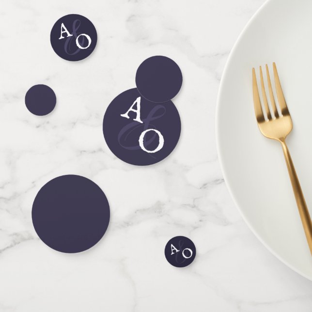 Plum Purple Minimalist Monogram Wedding Confetti (Group)