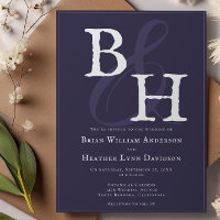 Plum Purple Minimalist Monogram Wedding