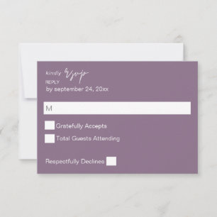 Plum Purple MOD Calligraphy no Meal RSVP Card