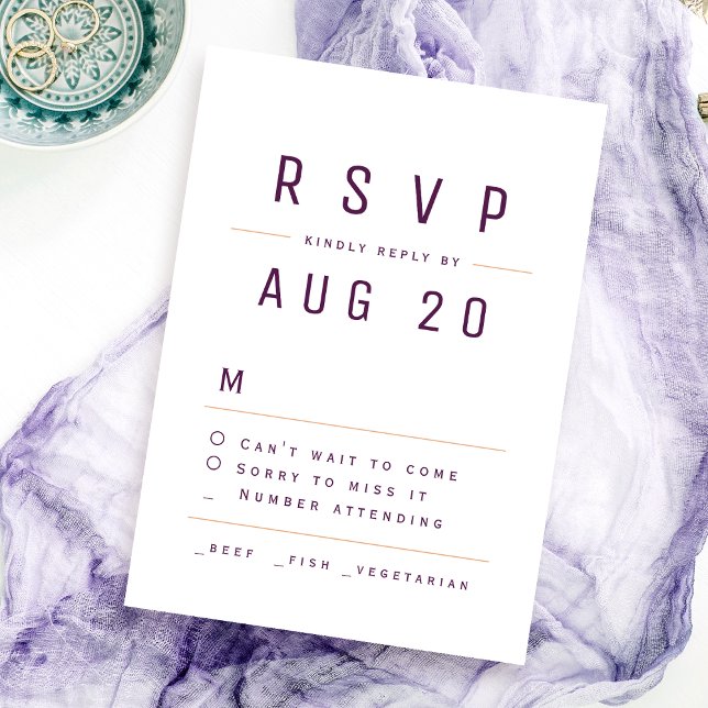 Plum Purple Modern Chic Simple Typography RSVP Card (Plum Purple Modern Chic Simple Typography RSVP)