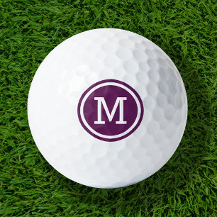 Plum Purple Monogram Personalised Golf Balls