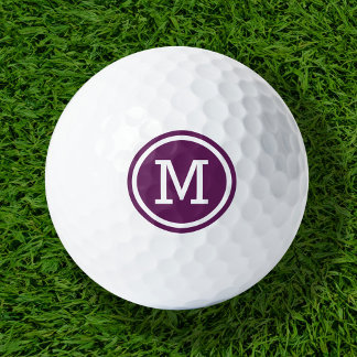 Plum Purple Monogram Personalised Golf Balls