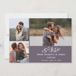 Plum Purple Photo Save the Date Card