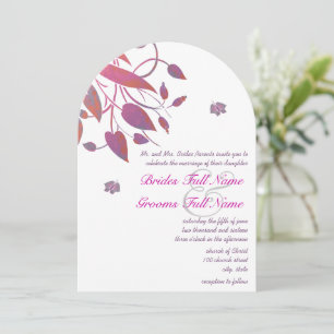 Plum Purple Pink Coral Grey Butterfly Wedding Invitation