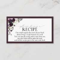 Plum Purple Please Bring A Recipe Enclosure Card