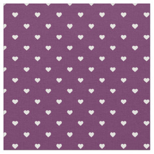 Plum Purple Polka Dot Hearts Fabric
