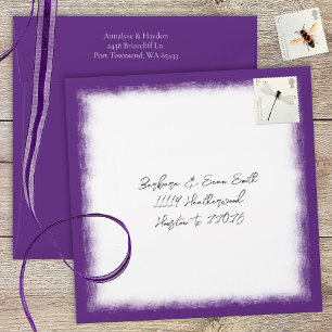 Plum Purple Pre-addressed Wedding Invitation Envelope