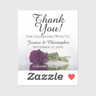 Plum Purple Rose Elegant Wedding Mini Bottle Label