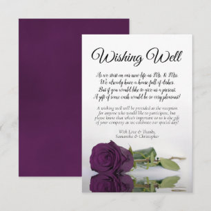 Plum Purple Rose Elegant Wedding Wishing Well Poem Enclosure Card