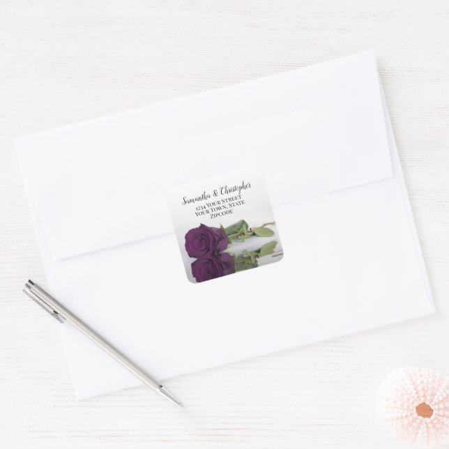 Plum Purple Rose Return Address Envelope Seal (Envelope)