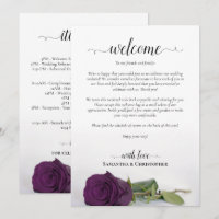 Plum Purple Rose Wedding Welcome & Itinerary