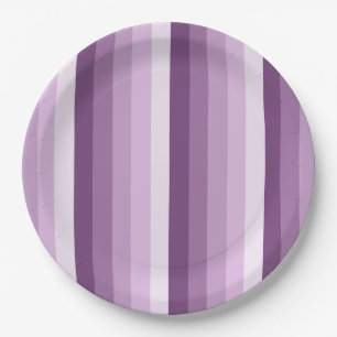 Plum purple shadow stripes paper plate