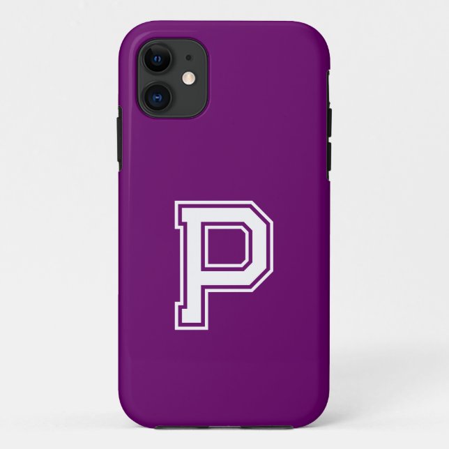 Plum Purple Solid Colour | Minimalist Monogram Case-Mate iPhone Case (Back)
