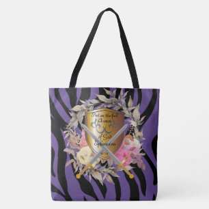 Plum Purple Tiger Print Tote Bag