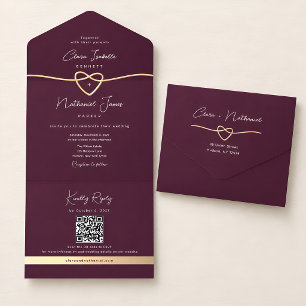 Plum Purple Wedding All In One Invitation