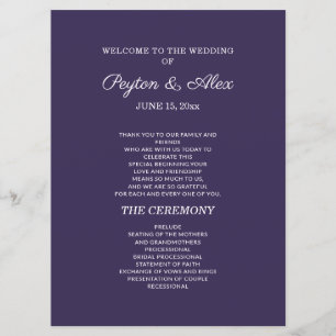 Plum Purple Wedding Program Double-Sided  Programme