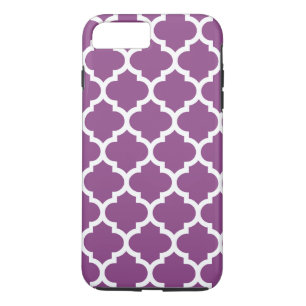 Plum Purple White Moroccan Quatrefoil Pattern #5 iPhone 8 Plus/7 Plus Case