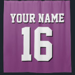 Plum Purple White Sports Jersey Team Jersey Shower Curtain<br><div class="desc">Preppy Solid Colour Team Jersey / Sports Jersey / Football Jersey / Rugby Jersey with Custom Name Customise this with your own name or team name and a number. You can change the size, colour and placement of the text if you need to make changes, change the colour of or...</div>