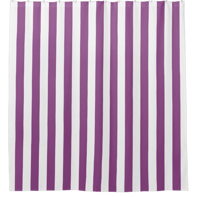 Plum Purple White Vertical Stripe NL #0 Shower Curtain (Front)