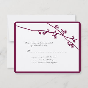 Plum Purple Wildflower Branches Wedding RSVP Card