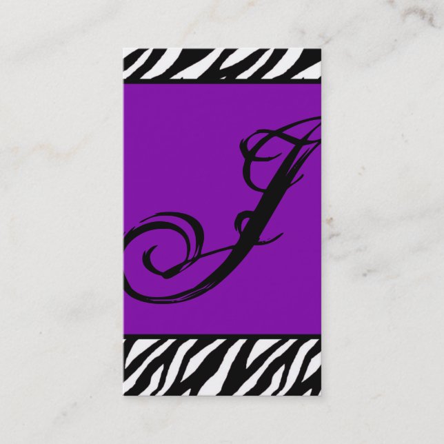 Plum Purple Zebra Print Pattern Business Card (Front)