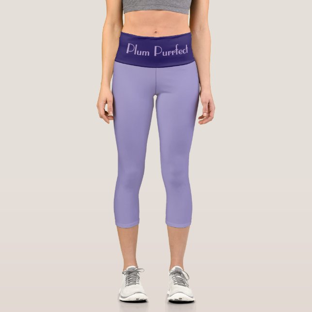 "PLUM PURRFRCT" Custom High-Waisted Capri Pants (Front)