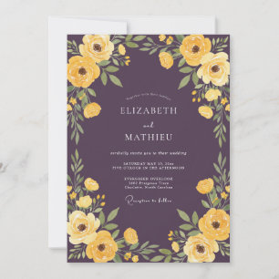 Plum Radiant Botanical Wedding Invitation
