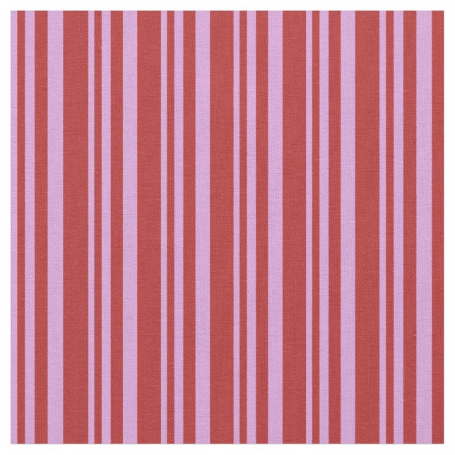 Plum & Red Coloured Lined Pattern Fabric (Close Up)